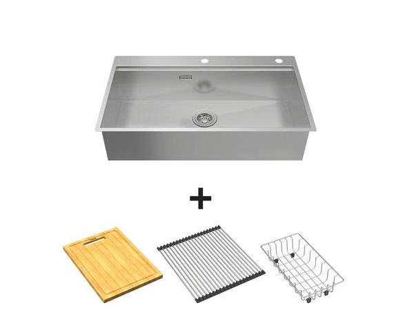 Chậu 1 hộc Inox 304 Hafele HS24-SSN1S-8650 - 567.20.637 (860x500x220mm) - Kèm phụ kiện